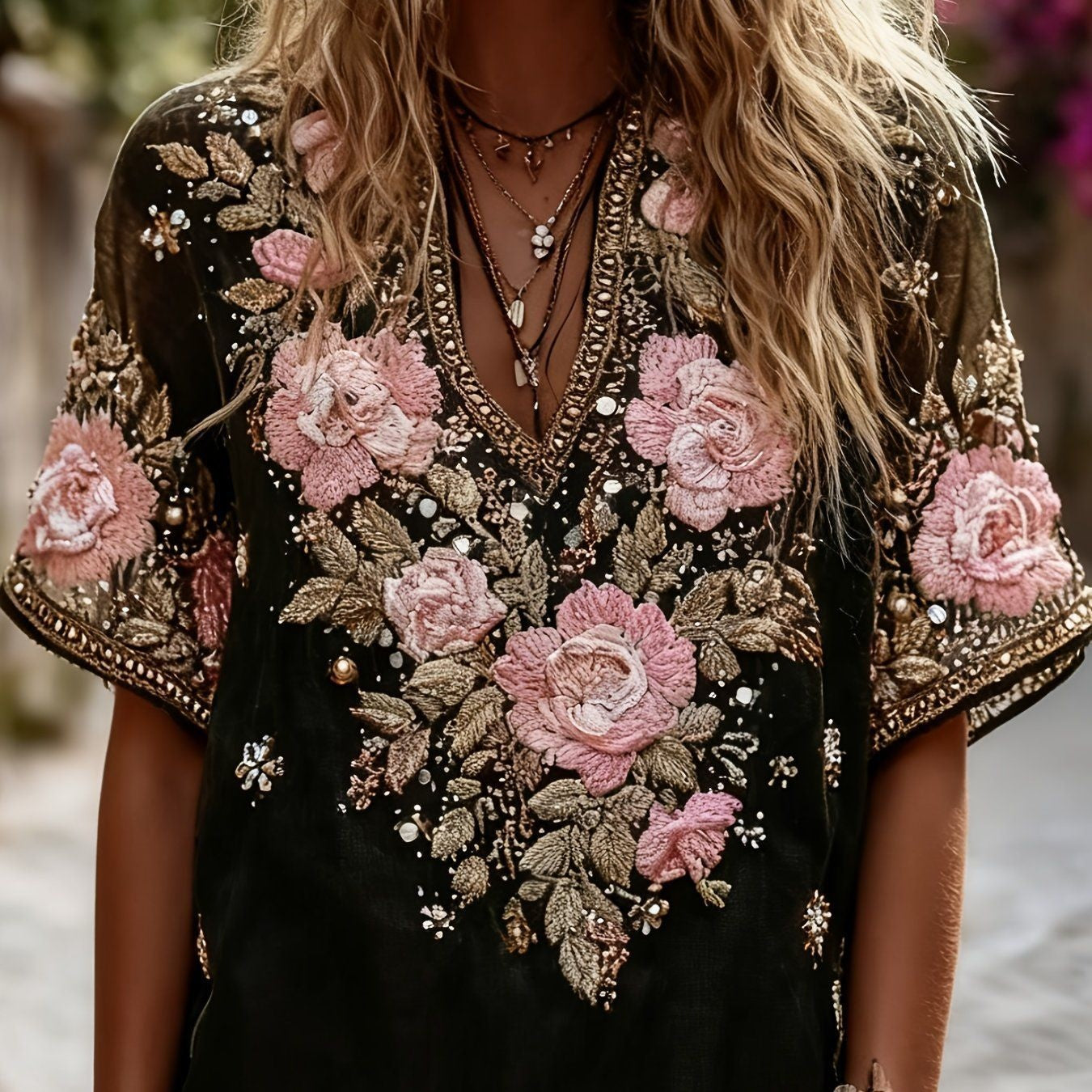 Margaux Chevalier | Floral Embroidered Boho Blouse For Women