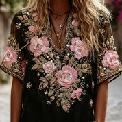 Margaux Chevalier | Floral Embroidered Boho Blouse For Women