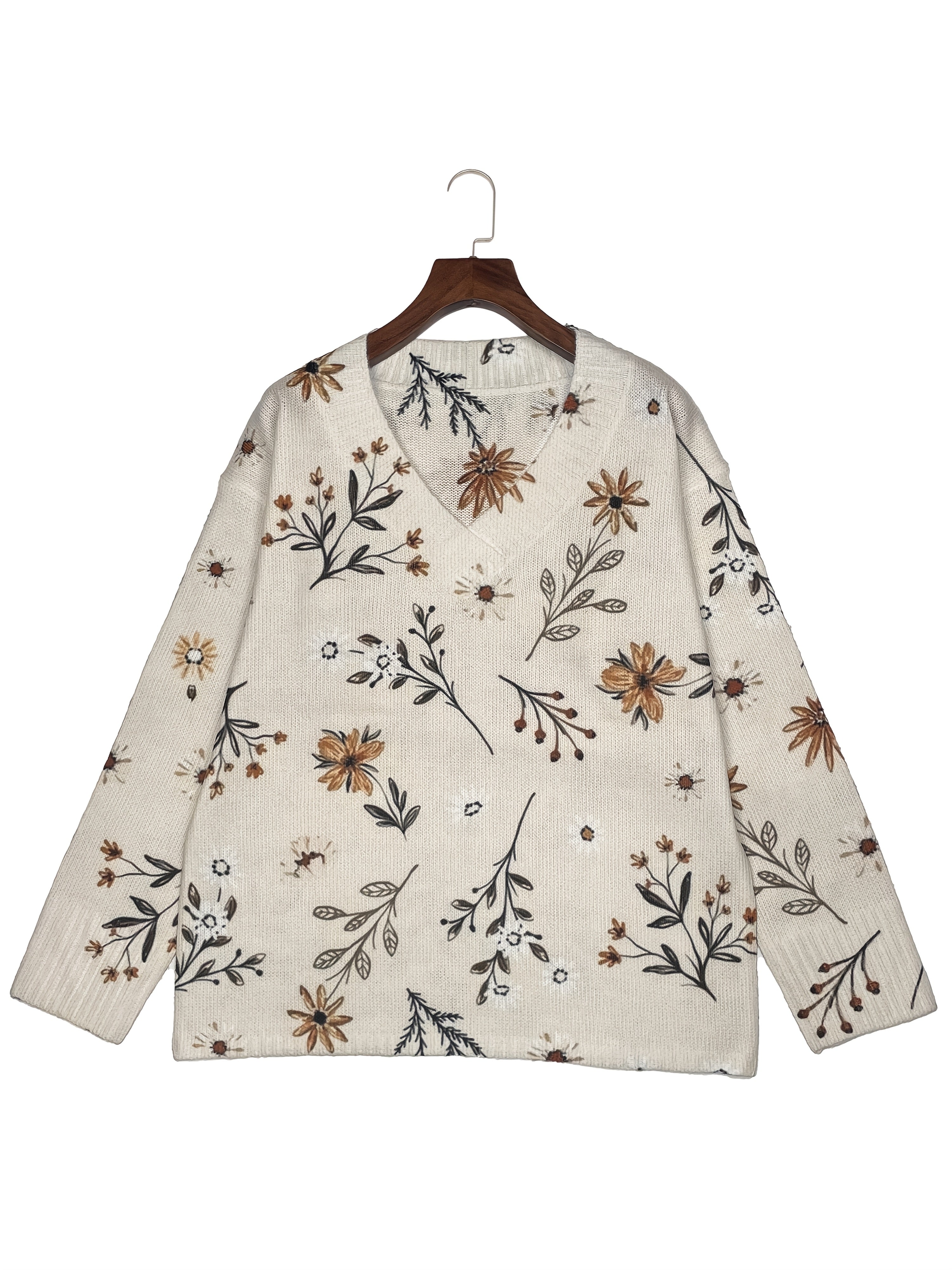 Naomi Beckwith | Floral V-Neck Sweater For Women