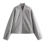 Noelle Fontclair | Stand Collar Wool-Blend Bomber Jacket For Women