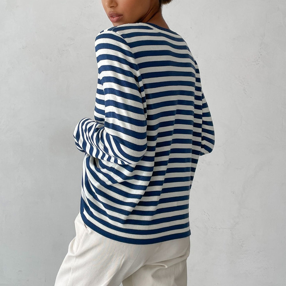 Josephine Delacourt | Striped Knit Long Sleeve Sweater For Women