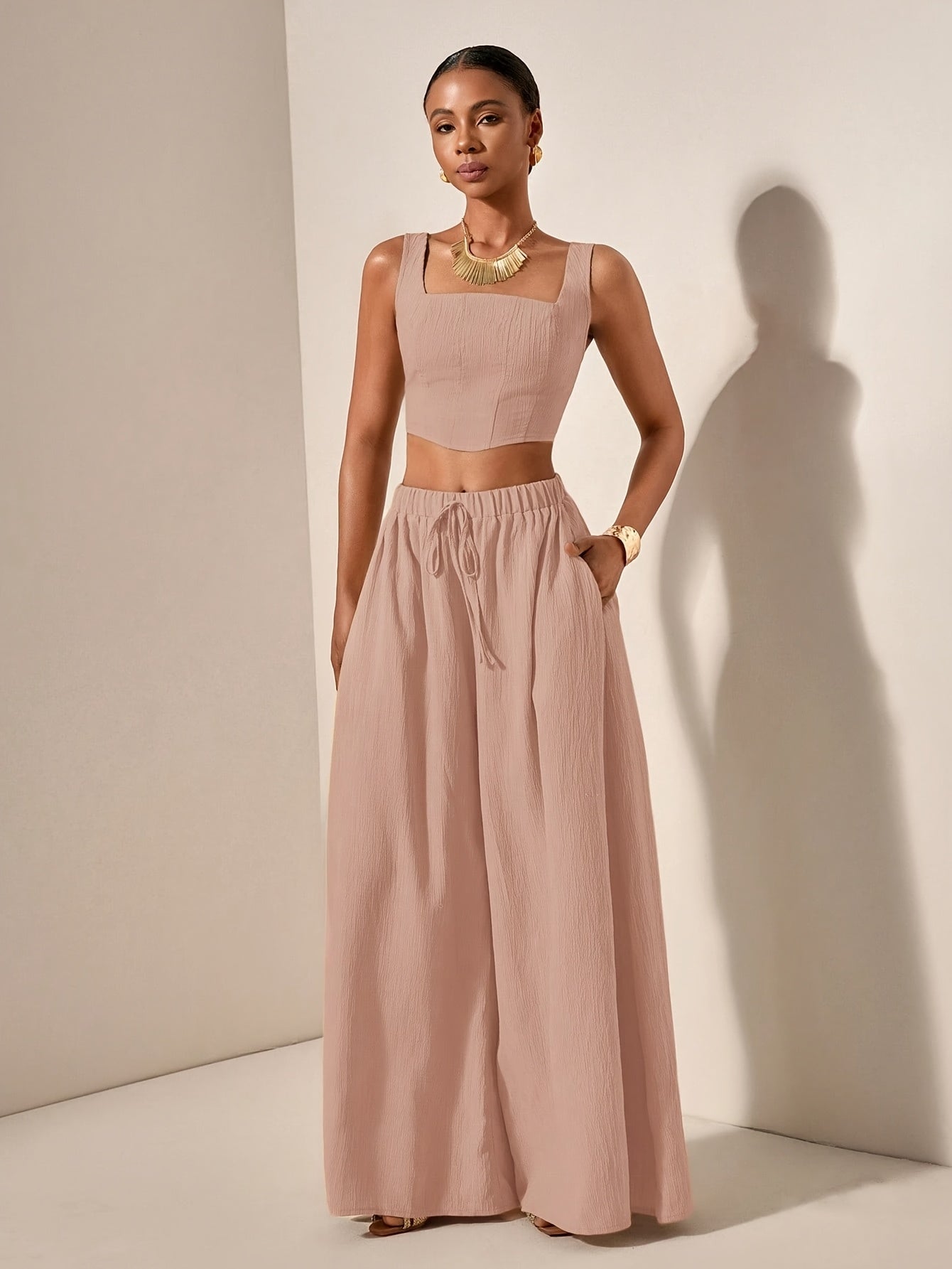 Solène Duchamp | Wide-Leg Two-Piece Set With Drawstring Waist For Women