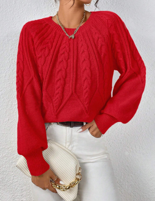 Rosalie Thornbury | Cable-Knit Crew Neck Sweater For Women