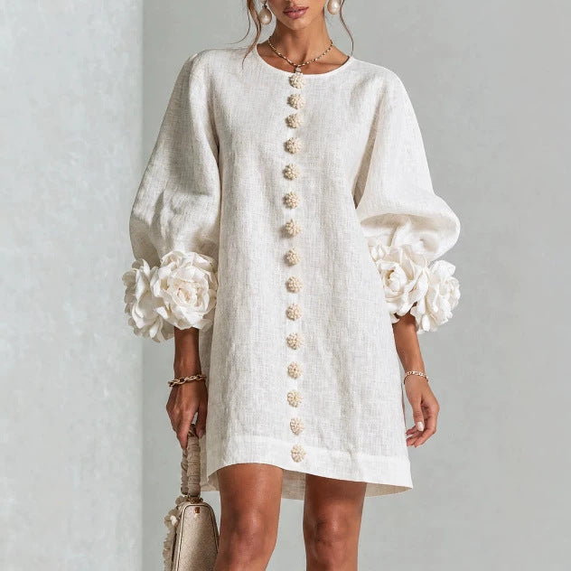 Blakely Fenwell | Ruffle Sleeve Button Mini Dress For Women