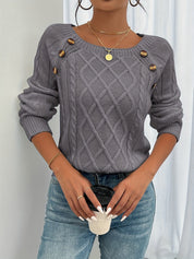 Isabeau Chevalier | Textured Button Sweater For Women