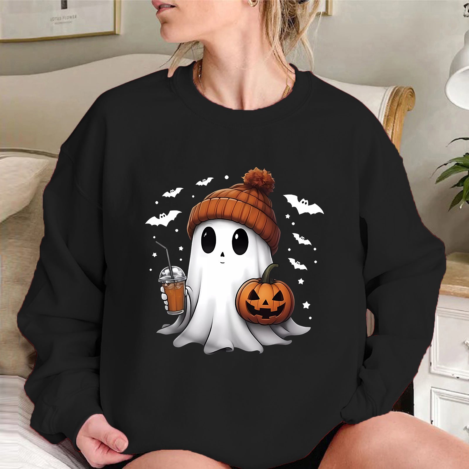 Rosamund Kingsley | Halloween Ghost Print Sweatshirt For Women