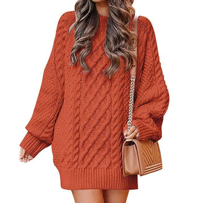 Eleanora Vance | Cable Knit Mini Sweater Dress For Women