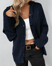 Serena Vitale | Hooded Button-Front Knit Cardigan For Women