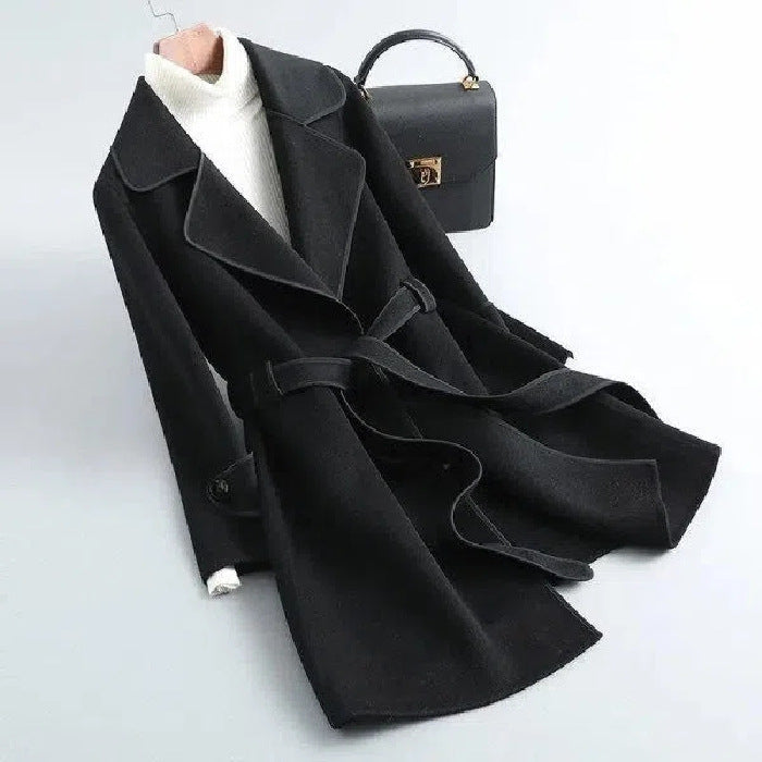 Charlotte Whitmore | Contrast Trim Wool Midi Coat For Women