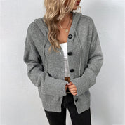 Serena Vitale | Hooded Button-Front Knit Cardigan For Women
