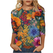Isadora Winslow | 3D Floral Print Round Neck Top For Women