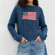 Monroe Aldridge | American Flag Cable Knit Sweater For Women