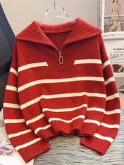 Perrine Duchamp | Striped Quarter-Zip Sweater For Women