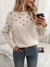 Isadora Beaumarchais | Floral Embroidered Knit Sweater For Women