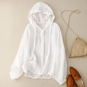 Margot Sinclair | Linen Hooded Jacket with Balloon Sleeves For Women