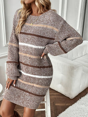 Odette Villanova | Heathered Sweater Dress With Striped Trim For Women