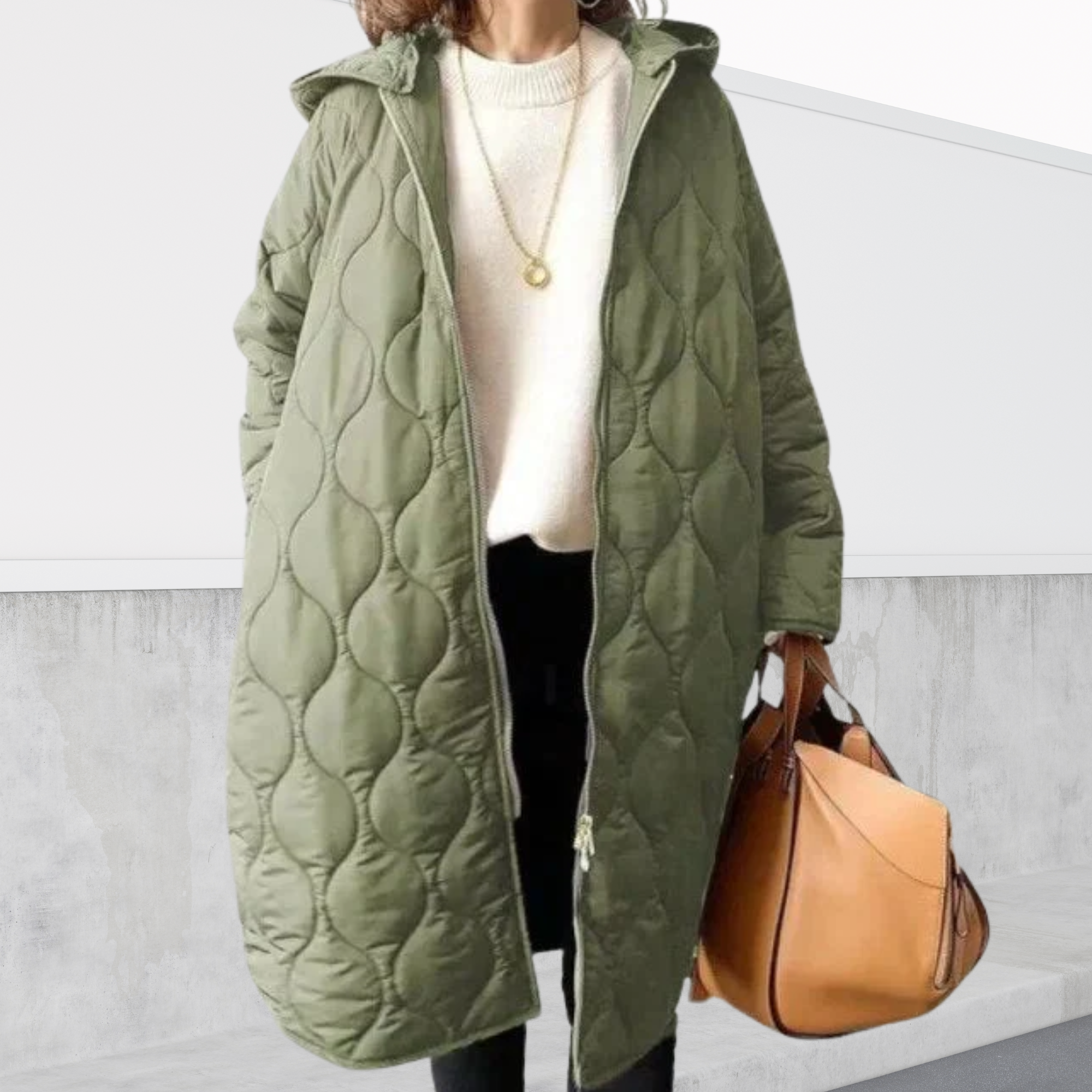 Eloise Hartbourne | Oversized Quilted Hooded Parka Coat in Navy