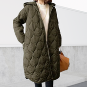 Eloise Hartbourne | Oversized Quilted Hooded Parka Coat in Navy