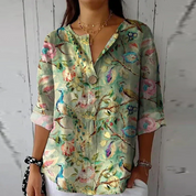 Celestine Wainwright | Chic Floral Print V-Neck Blouse