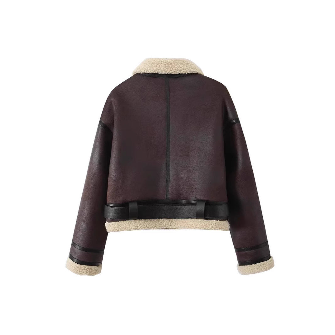 Pauline Girardin | Shearling Aviator Cropped Jacket For Women