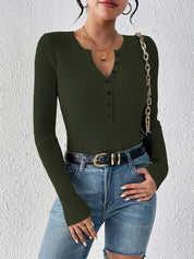 Léa Chantelle | Front-Button Ribbed Knit Sweater For Women