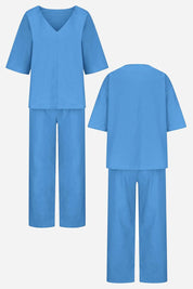 Vittoria Dunmore | Red V-Neck Batwing Top & Straight-Leg Pants Set