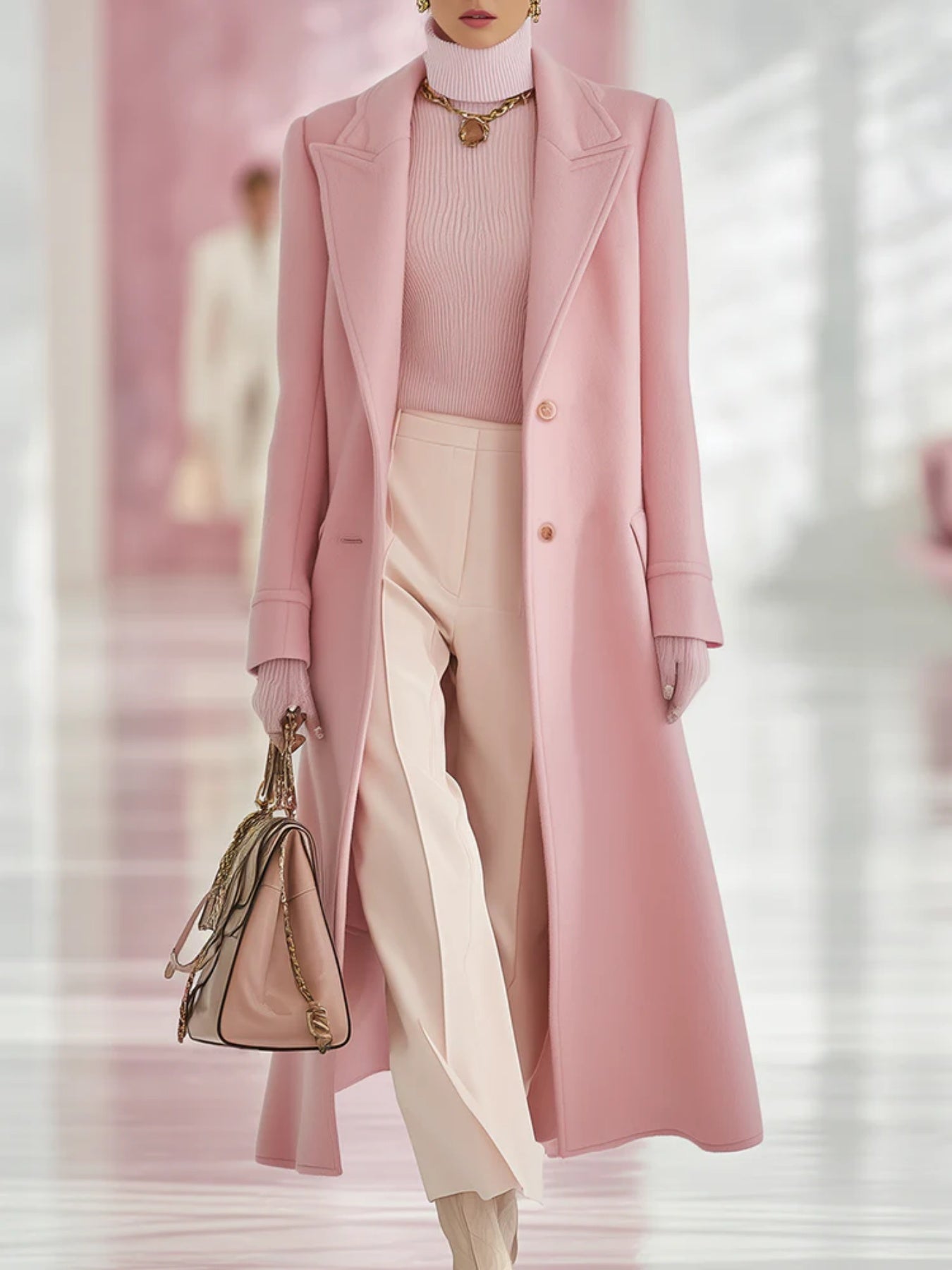 Effie Evercombe | Long Lapel Wool-Look Coat For Women