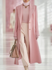 Effie Evercombe | Long Lapel Wool-Look Coat For Women