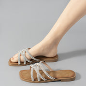 Vittoria Sant'Angelo | Rhinestone Flat Slide Sandals For Women