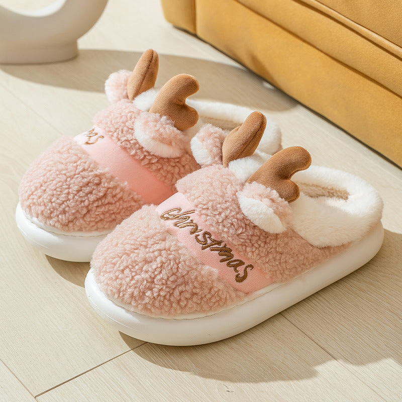 Jingle Paws | Red Reindeer Antler Christmas Slippers For Women