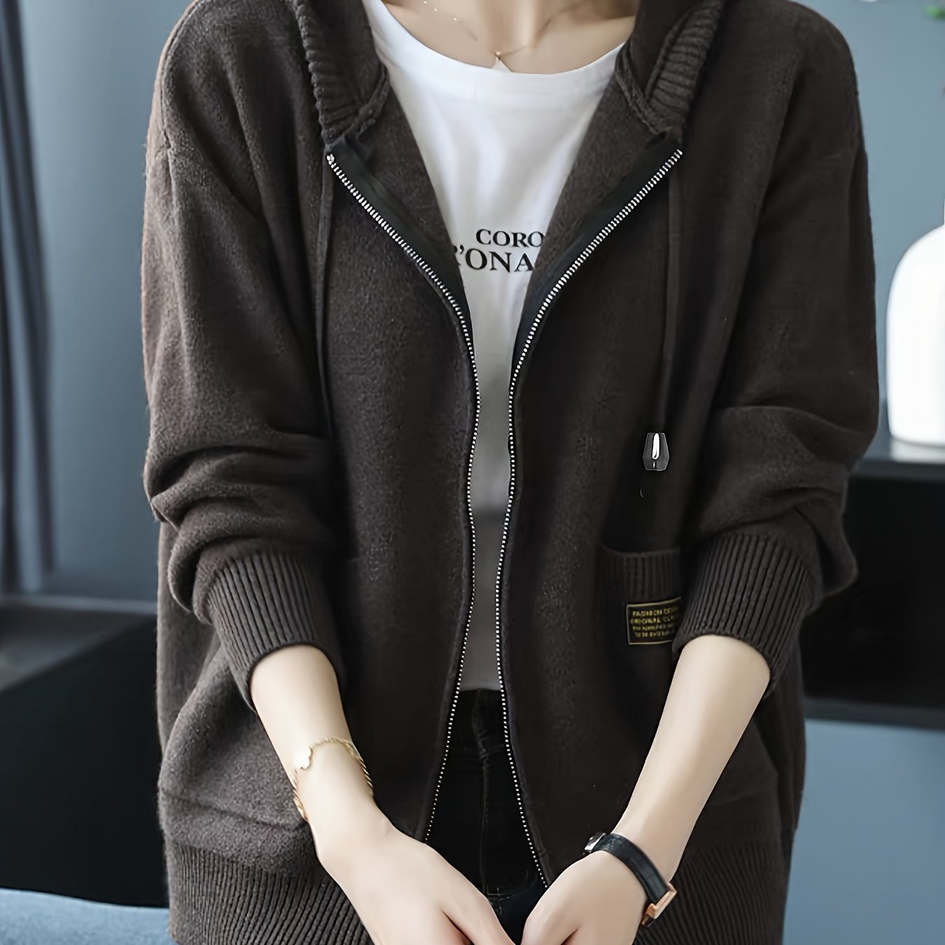 Marceline Dupraz | Cozy Zip-Up Hooded Sweater For Women