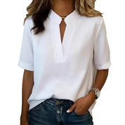 Céleste Wainmore | V-Neck Short Sleeve Blouse For Women