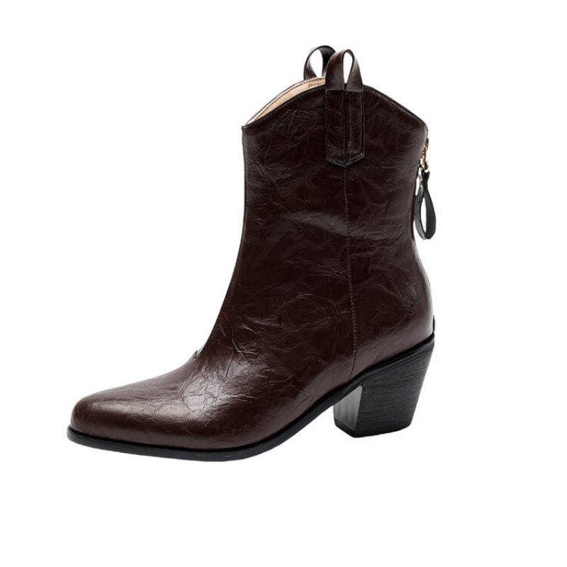 Marisol Chevrier | Leather Cowboy Boots With Block Heel For Women