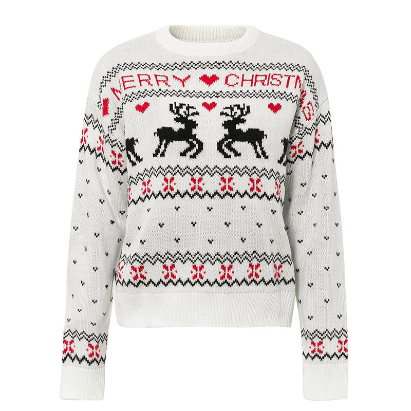 Tinsel | Reindeer Heart Print Christmas Sweater For Women