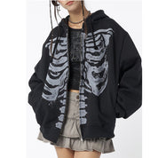 Nina Delvaux | Skeleton Print Zip-Up Hoodie For Women