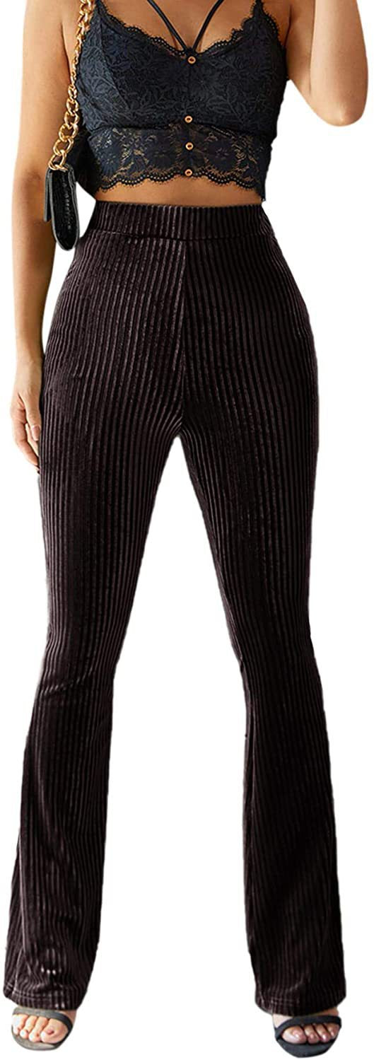 Adrienne Castel | High-Waist Velvet Flare Pants For Women