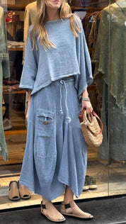 Marlowe Fontcrest | Linen-Look Two-Piece Maxi Skirt Set For Women