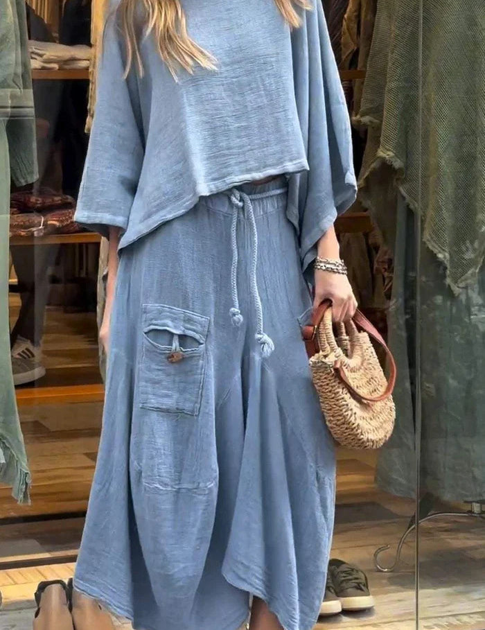 Marlowe Fontcrest | Linen-Look Two-Piece Maxi Skirt Set For Women