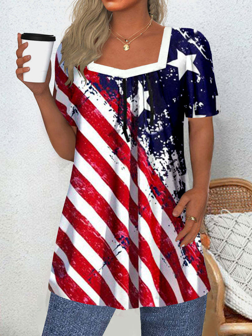 Dominique Fairweather | American Flag Print Top For Women