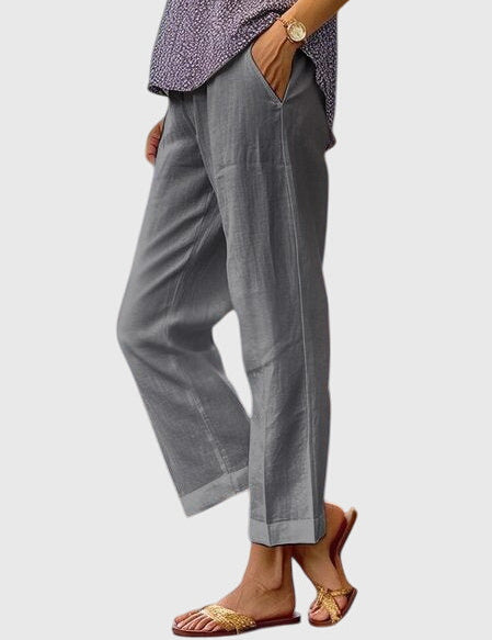 Mirabel Stonecourt | White Wide-Leg Linen Trousers