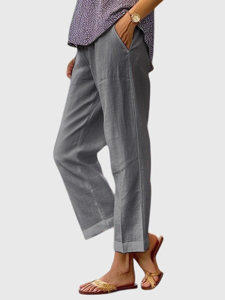 Mirabel Stonecourt | White Wide-Leg Linen Trousers