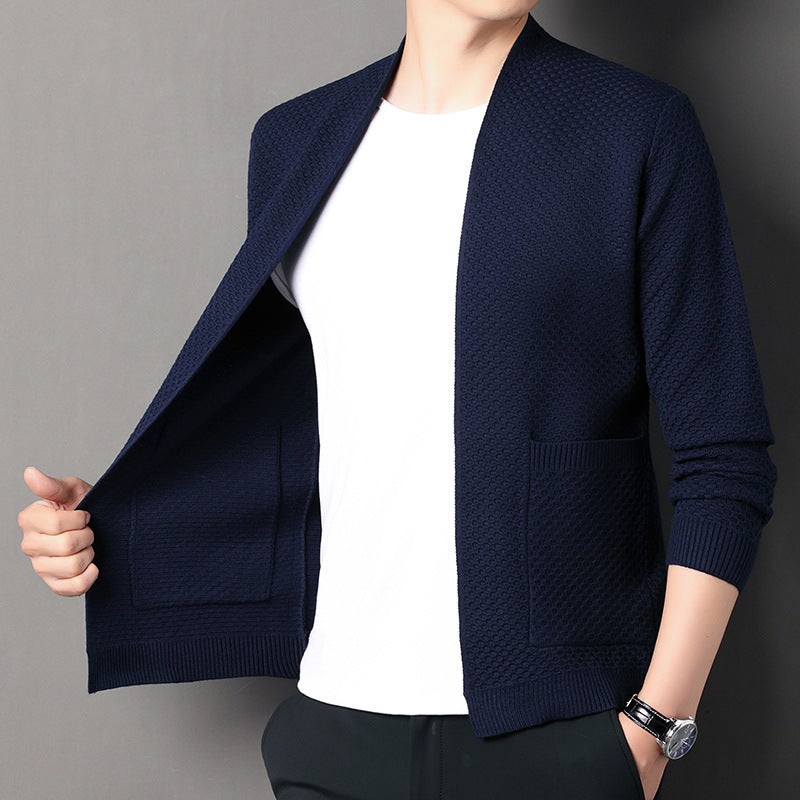 Dallas Garhurst | Honeycomb Knit Open-Front Cardigan For Men