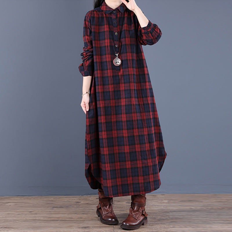 Elodie Marchand | Plaid Shirt Maxi Dress For Women