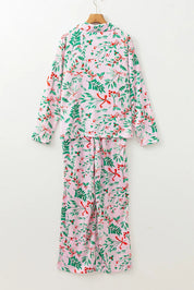 Fireside Glow | Pink Holly Print Christmas Pyjamas For Women