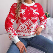 Candy Cane | Red Reindeer Fair Isle Christmas Sweater For Women