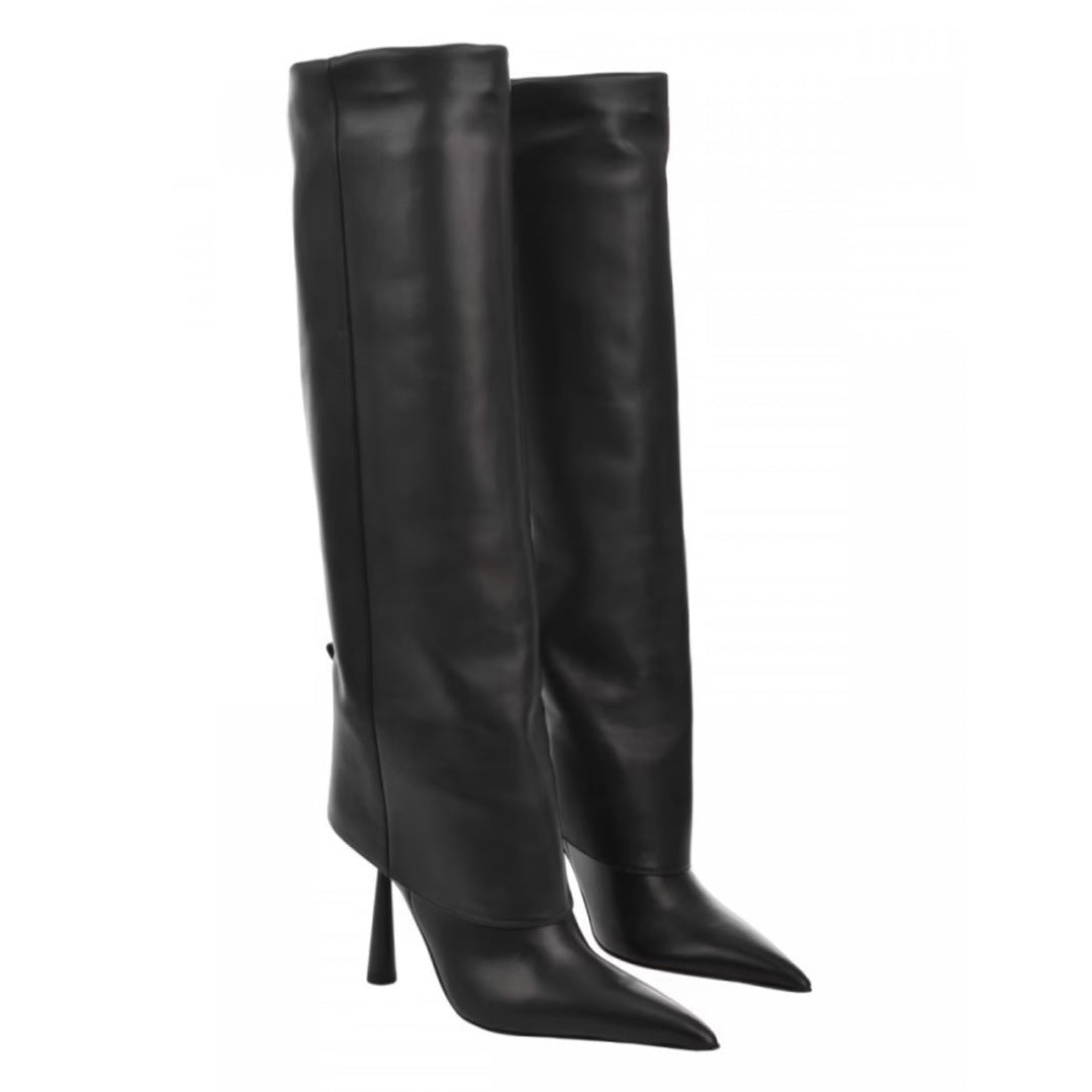 Odile Renard | Croc-Embossed Knee-High Stiletto Boots For Women