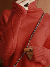 Josephine Alderidge | Diamond-Knit Turtleneck Sweater For Women