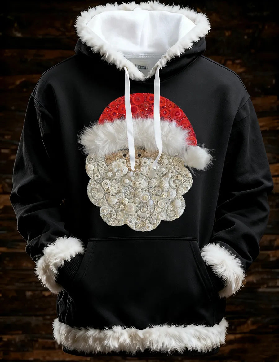Francesca Hartwell | Flag Santa Print Christmas Hoodie For Women