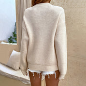 Colette Fairmont | Button Detail Ribbed Knit Sweater For Women