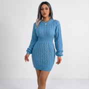 Natalie Fontaine | Elegant Cable-Knit Mini Dress For Women